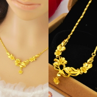 網紅18K黃金色項鏈女鎖骨鏈 越南沙金簡約氣質婚慶首飾 女友禮物