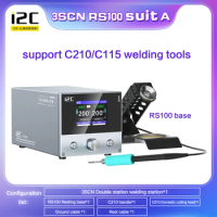 i2C 3SCN 120W Precision Welding Dual Channel Soldering Station with 1PC RS100 Dormant Base For Phone SMD PCB IC and More Repair