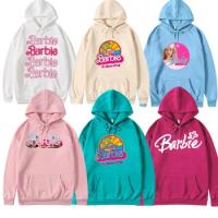 Anime Barbie Hoodies Cartoon Girls Printed Breathable Long Sleeve Tops Cute Women's Fashion Sweatshirts Kawaii Casual Pullovers