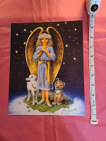 "The Littlest Angel" signed print by Lynn Bywaters 8 X 10 Angel lion cub lamb