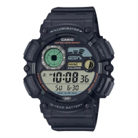 【CASIO 卡西歐】多功能 數位男錶 膠質錶帶 月相 釣魚指示 LED照明 防水100米 WS-1500H(WS-1500H-1A)