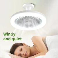 Ceiling Fan With Lighting Lamp E27 Converter Base With Remote Control For Bedroom Living Home Silent Bedroom lighting fan