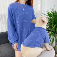 Thread Embroidered Alphabet Sweatshirt Kitten Puppy Long Sleeve T-shirt Pet Owner's Clothes Parent-child Wear Cat Dog Clothing