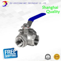 1 1/2" DN40 thread stainless steel ball valve,3 way 316 screwed/female handle ball valve_manual T port gas/oil/liquid valve