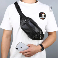 KGMN Lublin Waistbag / Crossbody Bag / Tas Selempang Pria Bahan Kulit Domba Asli PU Sling Bag