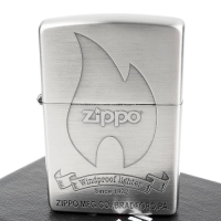 ZIPPO 日系~火焰商標圖案蝕刻加工打火機(鎳古美款)