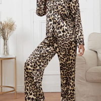 Women s Soft Button Down Pajama Sets Striped Satin Pajama Set 2-Piece Sleepwear Loungewear
