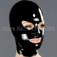 Handmade Latex Hood Unisex Latex Fetish Mask With Shaped Eyes Nose and Mouth Rubber Hoods without Zipper