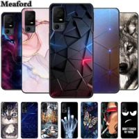 For TCL 40 XL Case TCL 405 Animals Soft Silicone Back Cover Phone Cases for TCL40 XL T608M TCL 40XL TCL405 Cool Wolf Cat Fundas