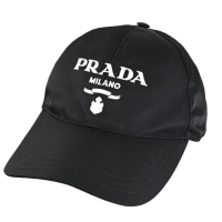 【PRADA 普拉達】經典電繡LOGO尼龍棒球帽/遮陽帽(黑)