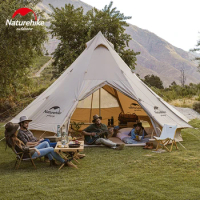Naturehike Brighten 20 Cotton Pyramid Tent 5-8 Persons Outdoor Camping Tent With Chimney Hole Waterproof Breathable Picnic Party