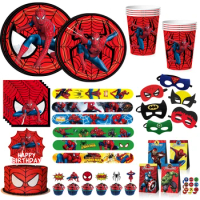 Spiderman Birthday Party Decorations Disposable Tableware Superhero Hulk Mask Slap Bracelet Cup Plate Napkin for Kid Baby Shower