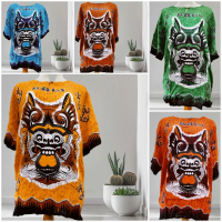 BAJU UJE KHAS BALI/ BAJU PANTAI / BAJU SANTAI MOTIF BARONG WARNA BAHAN RAYON ADEM