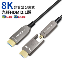 【優選百貨】分離式可拆卸光纖hdmi線高清線2.1版8K電視60hz/4k投影儀穿管預埋HDMI 轉接線 分配器 高清