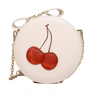 by dhl or ems 50pcs Mini Fruit Sweet Red Cherry Circular Handbags Ladies Girls Bags Chain Sling Messenger Crossbody Bag