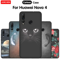 JURCHEN Silicone Phone Case For Huawei Nova 4 Case Cartoon Soft TPU Back Cover For Huawei Nova 4 Nova4 VCE-AL00 VCE-TL00 Cover