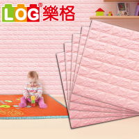 【LOG 樂格】3D立體 磚形環保兒童防撞牆貼 -櫻花粉X5入(防撞壁貼/防撞墊)