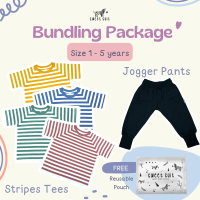 PROMO BUNDLING!! Sweet Suit - Stripes Tees & Jogger Pants Anak Unisex 1 - 5 tahun