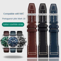 Premium Italian calfskin strap For IWC Pilot Series Mark 17/18 Little Prince Portugieser Cowhide Leather Watch Strap 20MM 21MM
