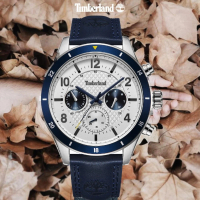 【Timberland】天柏嵐 HOOKSETT系列 熊貓 潮流多功能腕錶 皮革錶帶-藍46mm(TDWGF2201003)