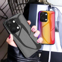 OnePlus Nord 3 Nord3 CPH2491 Case Carbon Fiber Grain Tempered Glass Back Cover Hard Phone Case for OnePlus Nord 3 5G CPH2491