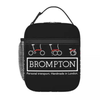 Bromptons Folding Bike Logo Insulated Lunch Bag for Women Leakproof Cooler Thermal Bento Box Office Work School