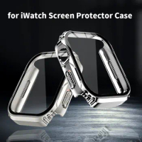 Glass+Cover For Apple Watch Case 9 8 7 6 SE 5 4 iWatch Accessorie Screen Protector Cover Apple watch Serie 45mm 44mm 40mm 41mm