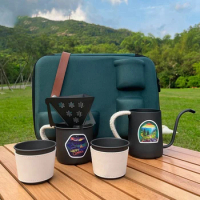 Outdoor Coffee Set Camping Hand Drip Coffee Set Portable Specialized Barista Kit Accessoires Caf Pot Cup Trip Storage Bag