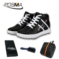 高爾夫球鞋 女士高幫內增高鞋女鞋 防水鞋子 軟超纖材質 GSH120 黑 配POSMA鞋包 2合1清潔刷 毛巾