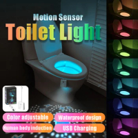 108 Colors Toilet Motion Sensor Light Backlight Smart Night Lights LED Rechargeable Dimming Lamp For Toilet Bowl Bathroom WC