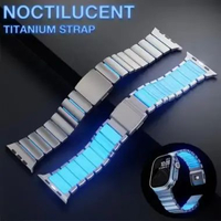 Ice blue fosfor glow in the dark Strap stainless steel untuk jam tangan Apple watch 1 2 3 4 5 6 7 8 