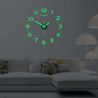 DIY Digital Wall Clock 3D Luminous Frameless Acrylic Clock Wall Stickers Mute Clock for Living Room Bedroom Office Wall Decor