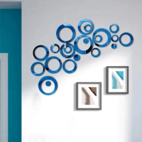 3D Circular Mirror Wall Sticker Self-Adhesive Acrylic Mirror Decals DIY Office Living Room Bedroom Decoration Art Wall Stickers