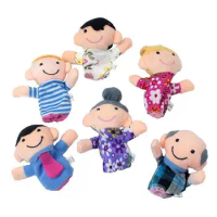 6 Pcs Finger Family Puppets Cloth Doll Props for Kids Toddlers Educational Toy AN88