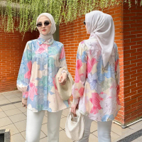 New FANMU Atasan Wanita Kekinian/Atasan Floral Blouse Wanita Lengan Panjang