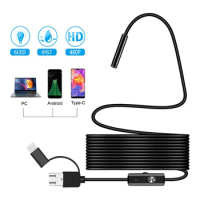 3In1 Endoscope Camera Mini Snake Sewer Industrial Piping Borescope Car Inspection Endoscopic For Pc Usb Android Type C