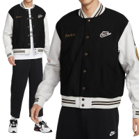 【NIKE 耐吉】Outdoor Varsity Jacket 男款 黑色 刺繡貼片 羊毛 重磅 棒球外套 FV4026-010