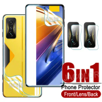 6IN1 Gel Film For Xiaomi Poco F4 GT F3 F2 Pro Front Screen+Back Cover Hydrogel+Camera Lens Glass For Poco F4GT F3GT F2Pro Little
