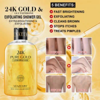 24K Gold Body Wash Whitening Moisturizing Nourishing Care Deep Cleansing Foam Body Wash for All Skin Types 550ml