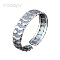 925 Sterling Silver Tire Shaped Bangle for Men,Open and Adjustable,Free Shipping