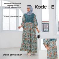 Gamis wanita rayon premium lengan tangan balon batik bahan tebal baju  lebaran  lesti Midi Dress Bum