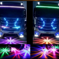Lampu Led Kolong Truk Bus Mobil Motor 12 volt dan 24 volt Nyala RGB Bulat Hexagonal