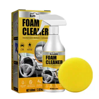 60ml Multipurpose Foam Cleaner Spray With Sponge Strong Stain Removal Kit Car Foam Cleaner For Car Leather Home Kitchen