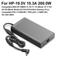 200W 19.5V10.3A 4.5*3.0mm for HP Laptop Charger HP OMEN ZBook 15 17 G3 G4 G5 ZBook Studio G3 G4 G5 Pavilion Gaming Power Supply