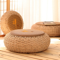 日式坐墊蒲團草編圓形榻榻米地板墊子加厚打坐墊禪修墊家用坐墩子
