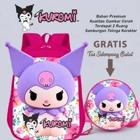 Tas sekolah anak PAUD Ransel dorong anak perempuan motif kartun TANPA TROLI KRM PINK PAUD