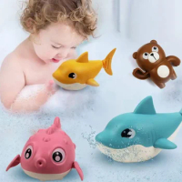 Baby Bath Toy Animal Cute Cartoon Shark Crocodile Classic Baby Water Toy Infant Swim Chain Clockwork Kids Beach Bath Toys Single