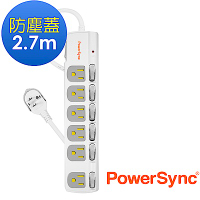 群加 Powersync 七開六插防塵防雷擊延長線/2.7m(TPS376DN9027)