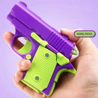 Mini Funny Children Toy Gun 3D Print Gravity Model Non-Firing Bullets Toy Gun Rubber Band Launcher Collection Gift Decompression