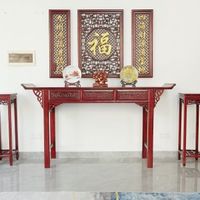 Chinese-Style Solid Wood Living Room Middle Hall Four-Piece Elm a Long Narrow Table Altar Altar Old-Fashioned Square Table for Eight People Rosewood Altar